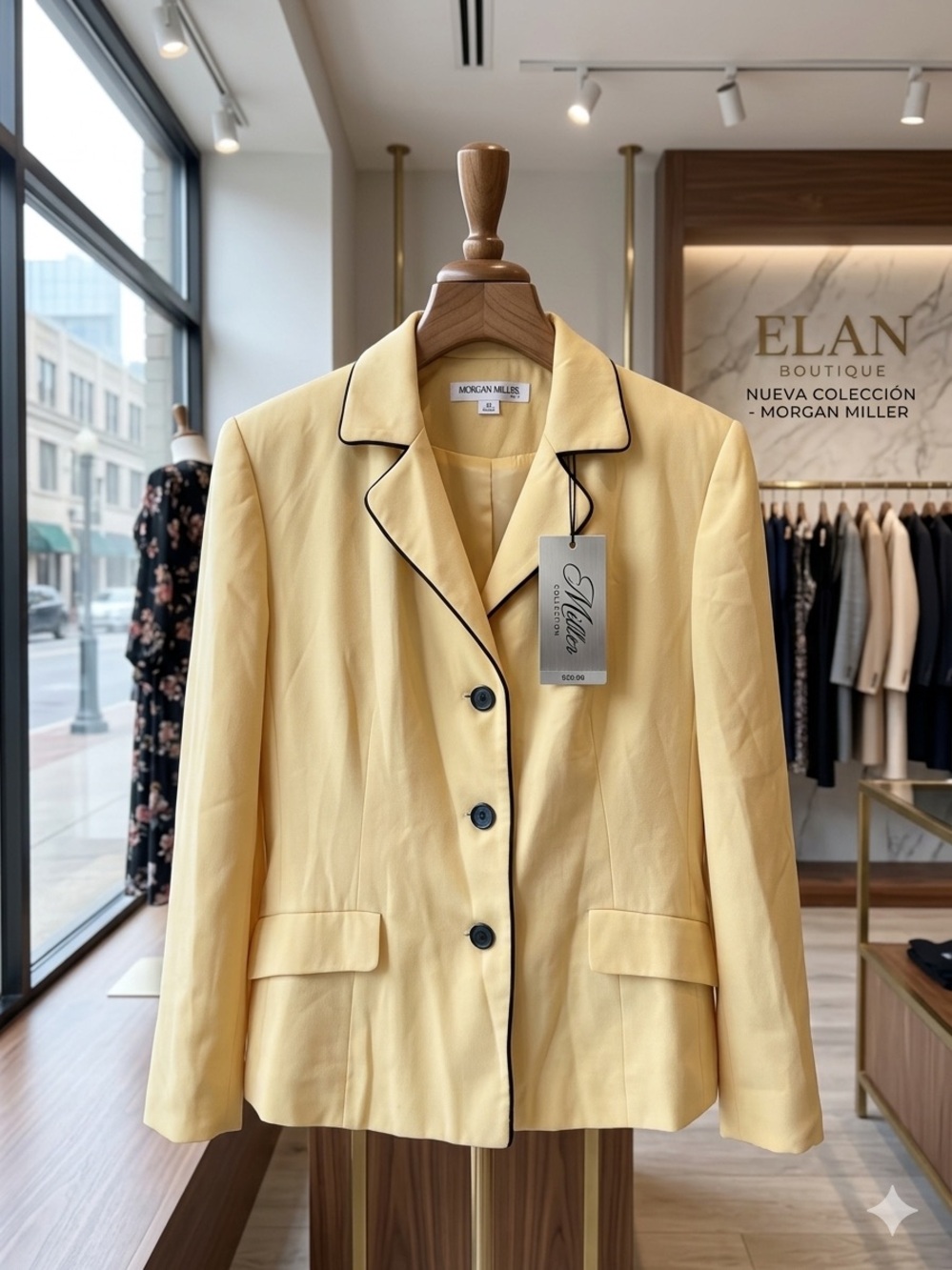 Morgan Miller Pale Yellow Blazer with Black Piping